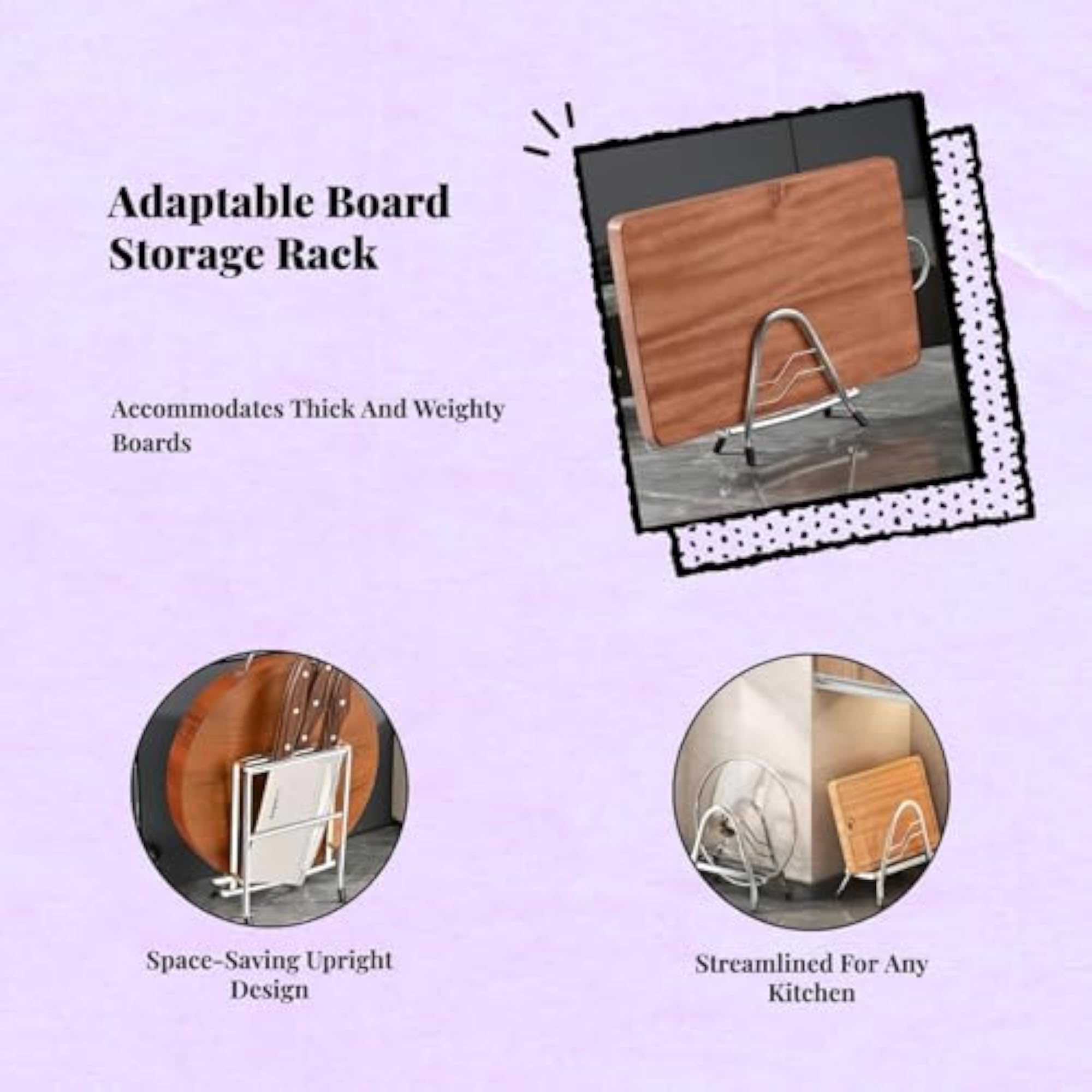 304 Stainless Steel Cutting Board Rack, Space-Saving 4cm